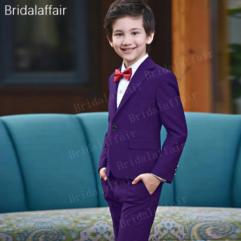 

KUSON Kid's Suits Purple Prom Wedding Tuxedo Suit for Children 3Pcs Blazer Suit Jacket Pants Vest Set Costume Homme Slim Fit