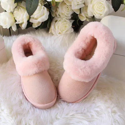 New European winter sheep\'s fur-in-one snowboots, cotton shoes, household thicker, shallow-mouthed, non-skid cotton shoes, 2019