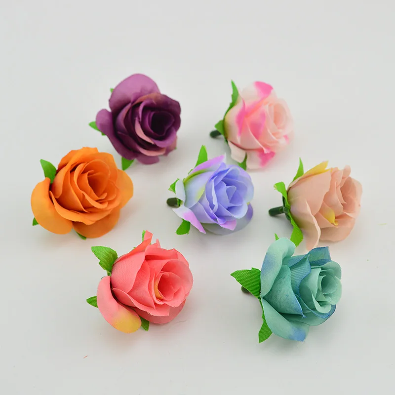 

10PCS Silk Roses 4CM Cheap Artificial Flowers Head for Home Christmas New Year Wedding Decoration Accessories DIY Gifts Box