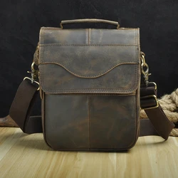 Original Leather Male Casual Design School Shoulder Messenger Crossbody bag Fashion College Tablet Tote Book Satchel bag 144dr