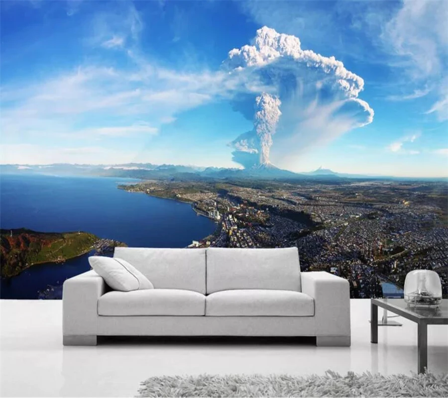 

Custom wallpaper 3d mural South Pacific volcanic eruption instant landscape shock real shot TV background wall papers home decor
