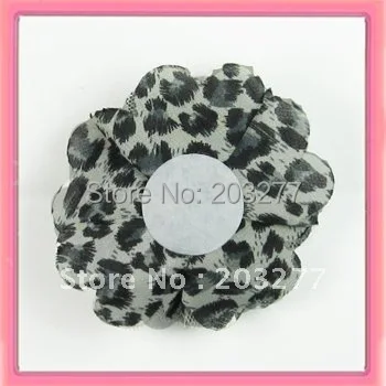 Free shipping!24pcs/lot 3 inch  New  chiffon leopard mesh fabric flowers  5colors for your choice