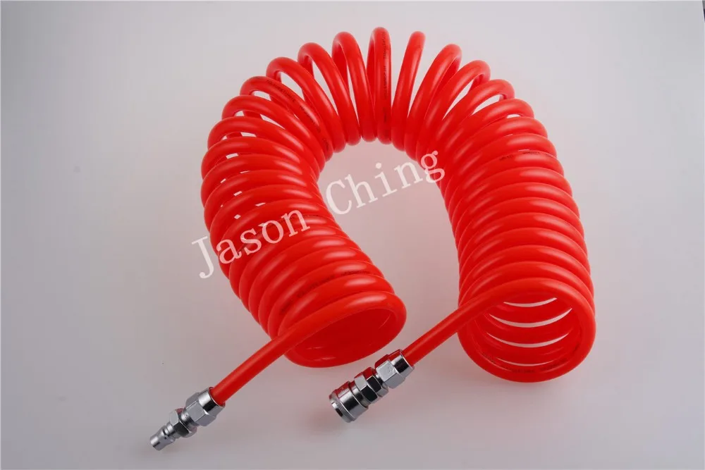 10mm(OD) x 6.5mm(ID) PU Recoil Air Tubing Pipe Hose 6/9/12/15M With Quick Connector RED