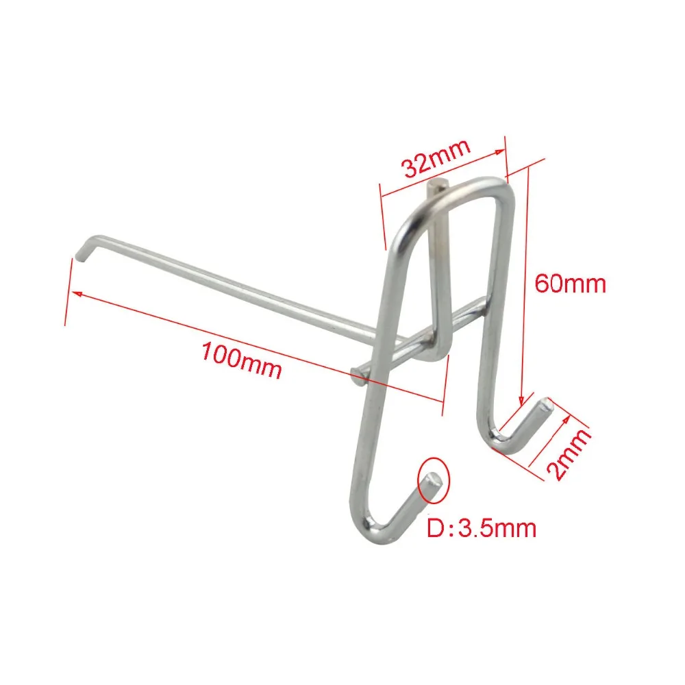 25pcs 100mm Length Grid Wall Bracket Hooks Metal Chrome-plated 3.5mm Wire Diameter Suppermarket Store Display Hooks