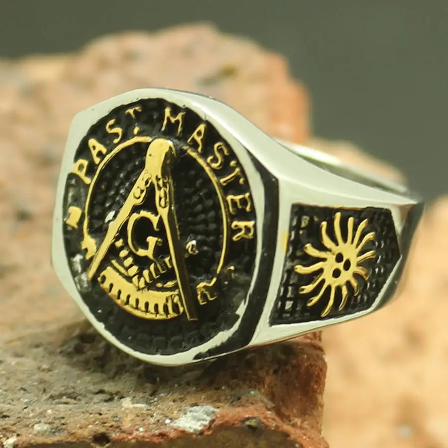 Mens 316L Stainless Steel Hot Freemasons Past Master Ring