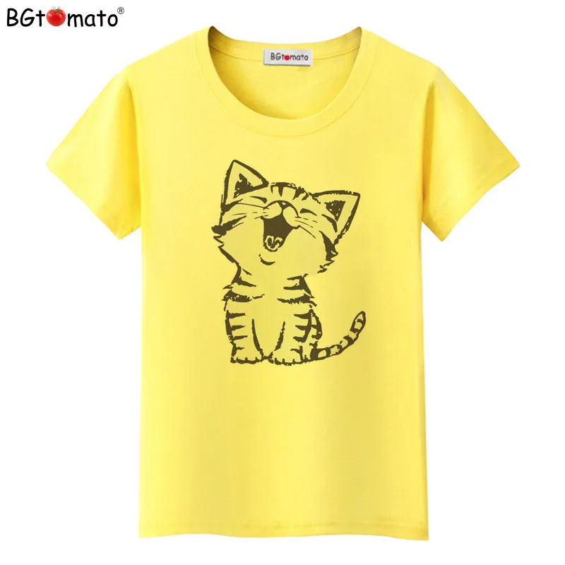 BGtomato T-shirt Four colors lovely Kitten cute top tees Brand new lovely cat Shirts women hot sale good quality casual Tshirt