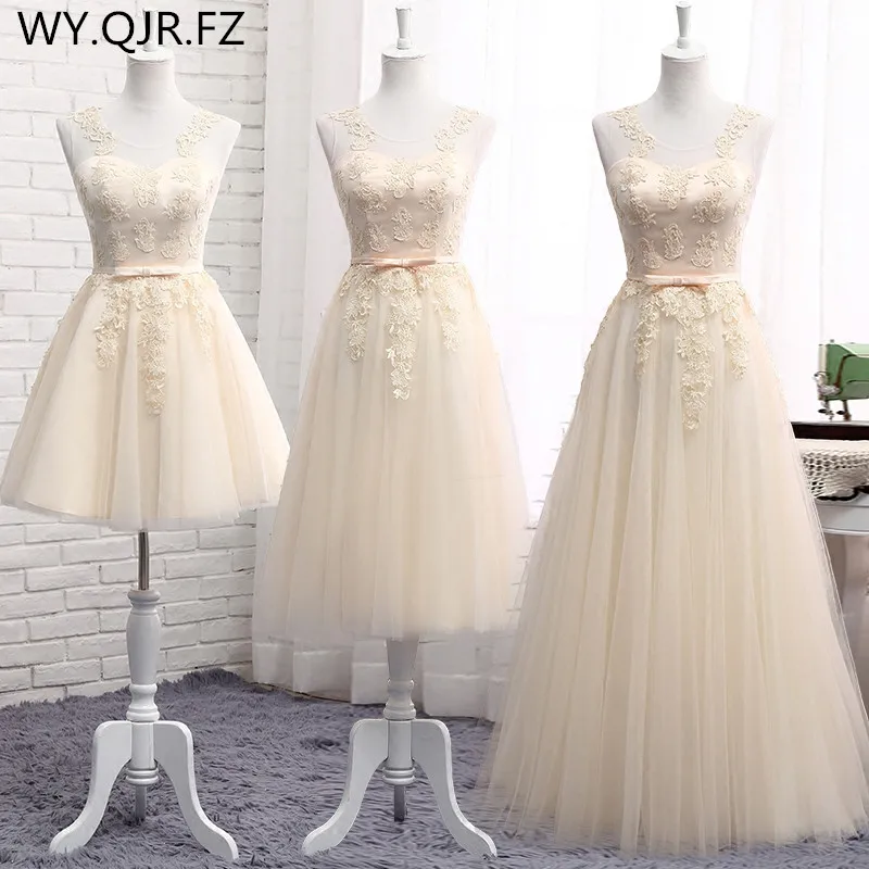 WYHS-90#Lace up Short Medium Long new champagne bridesmaid dresses autumn winter 2021 lace up wedding prom dress toasting