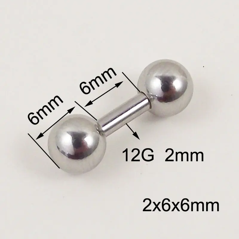 1 Piece Big Ball 6mm Length Straight Barbell Rings Vaginal rings Series ring Tragus Ear Piercing Nipple PA Ring Body Jewelry