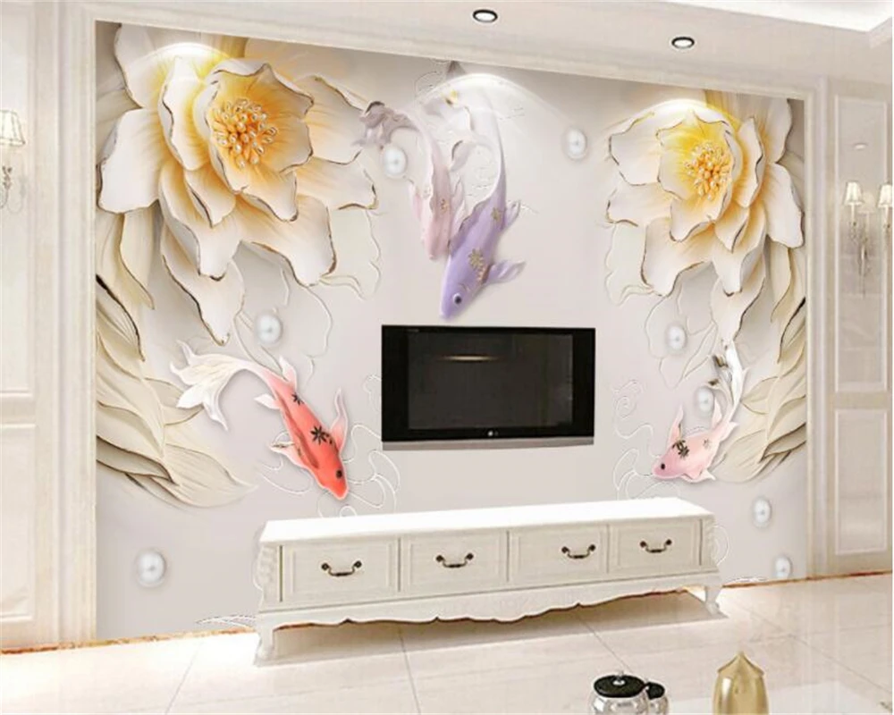 

beibehang Custom room living room background 3D wallpaper embossed peony jewelry 3D stereoscopic wall decoration painting mural