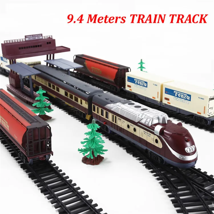 Classic assembly Retro steam train/Modern Train Set electric railway car toys for children With sound &Light