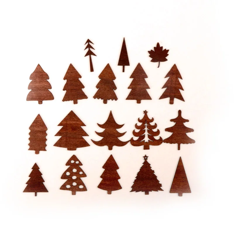 Natural Various Tree Pattern Wooden Scrapbooking Collection Craft for Handmade Accessory Sewing Home Decoration 25-45mm 10pcs