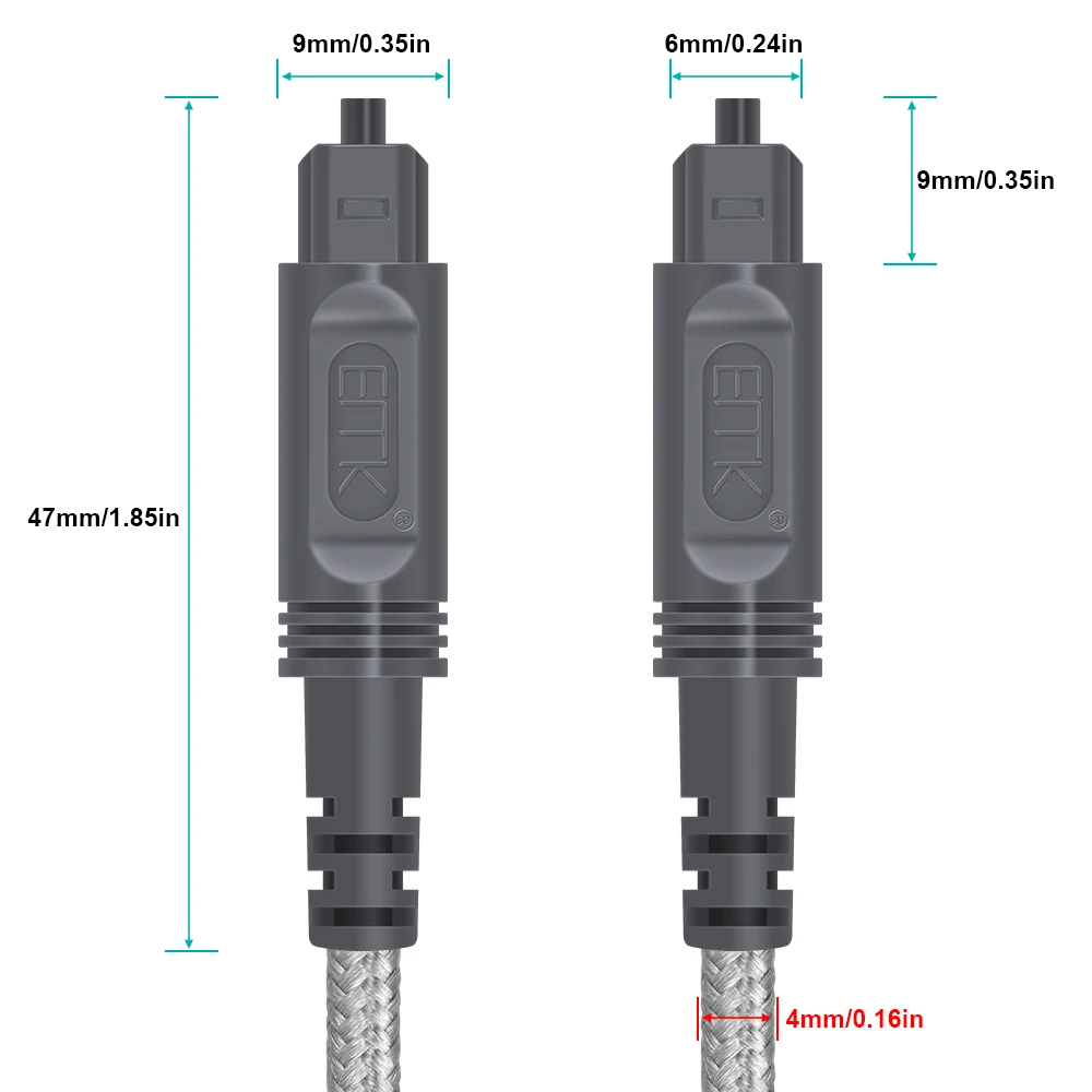 Kabel optyczny, EMK optyczny przewód Audio trwały kabel światłowodowy Toslink do kina domowego, Soundbar, TV, głośnik itp.