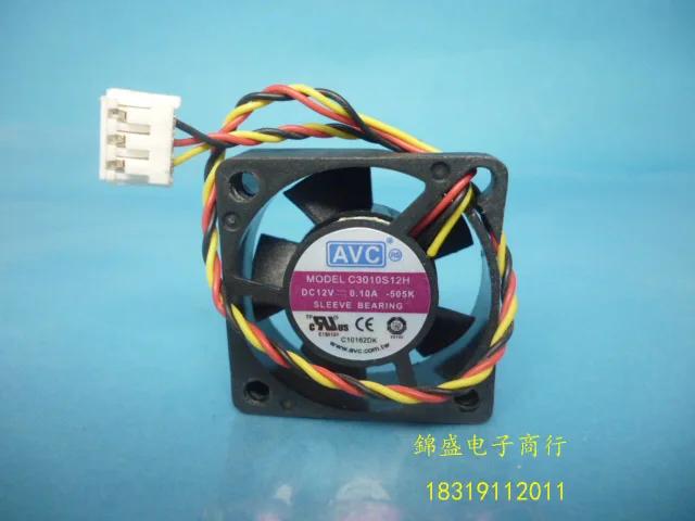 Brand new original authentic  AVC C3010S12H 3010 12V 0.10A 30*30*10MM  3 line oil micro cooling fan