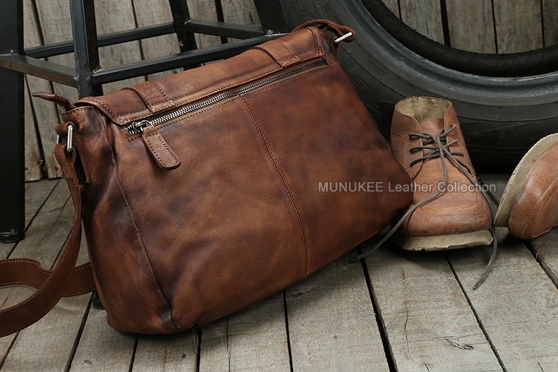 New Fashion Genuine Leather Shoulder Bag men Leather Messenger Bag Men Crossbody Bag Male Casual Sling Bag Leisure Vintage Brown