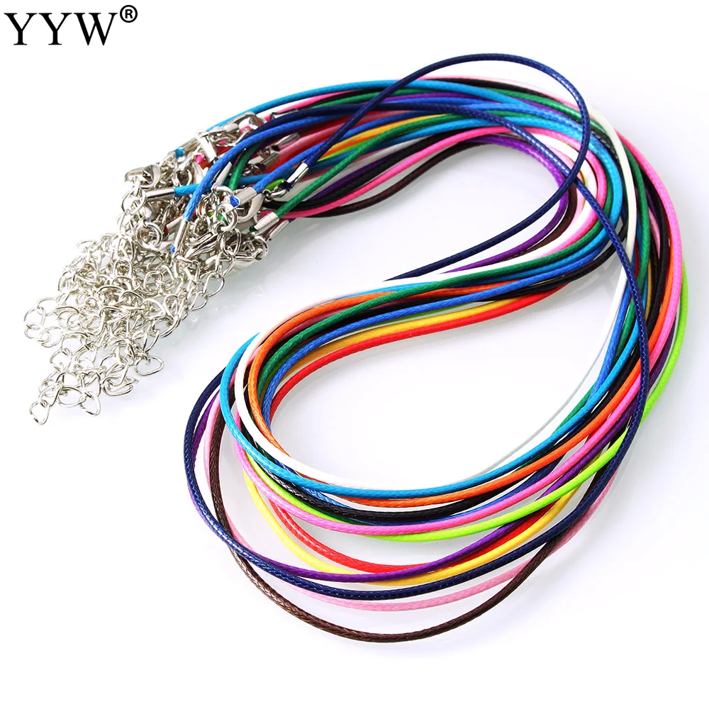 

100 Pcs 1MM Mixed Colors Waxed Nylon Cord Leather Adjustable Braided Rope Bracelets&Necklace Charms Findings With Lobster Clasp