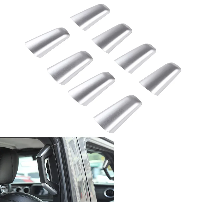 

JXKaFa For Jeep Wrangler JL 2018 Up 4 Doors Car A B Pillar Handle Grab Decoration Car Stickers Auto Styling Accessories 8Pcs