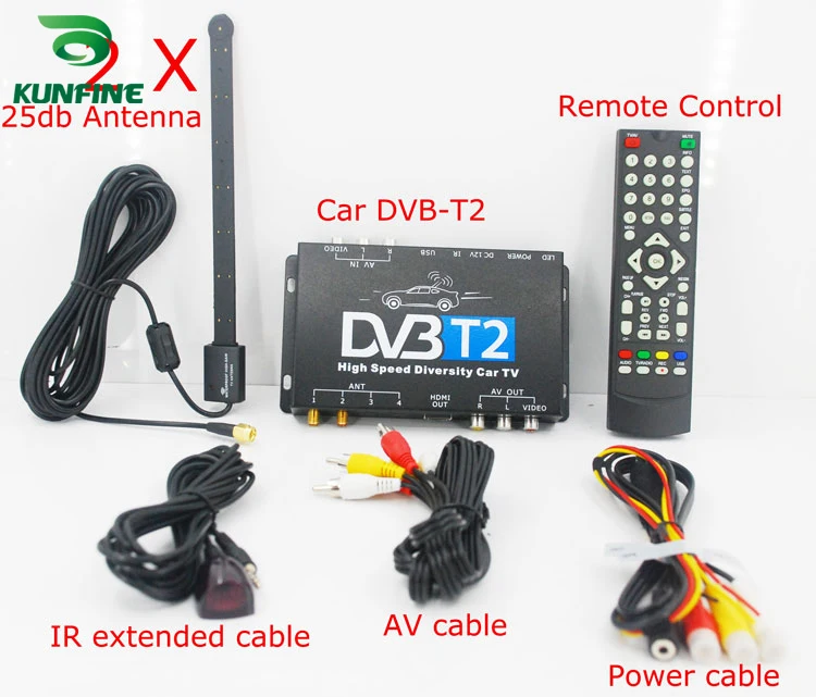 

HDTV Car DVB-T2 DVB-T MULTI PLP Digital TV Receiver automobile DTV box With Two Tuner Antenna