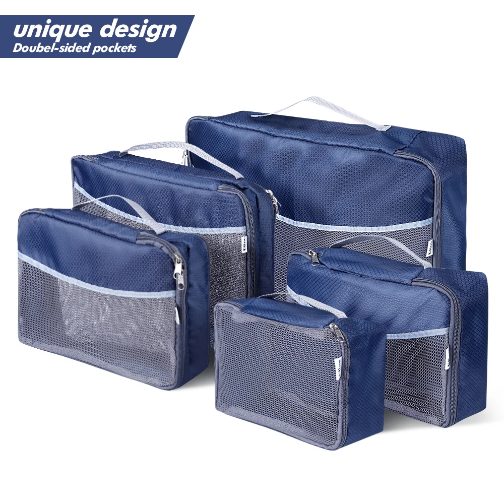 Ufine 5 PCs Travel Luggage Organizer-Double Sided Carryon Lightweight Packing Cubes Storage Bags