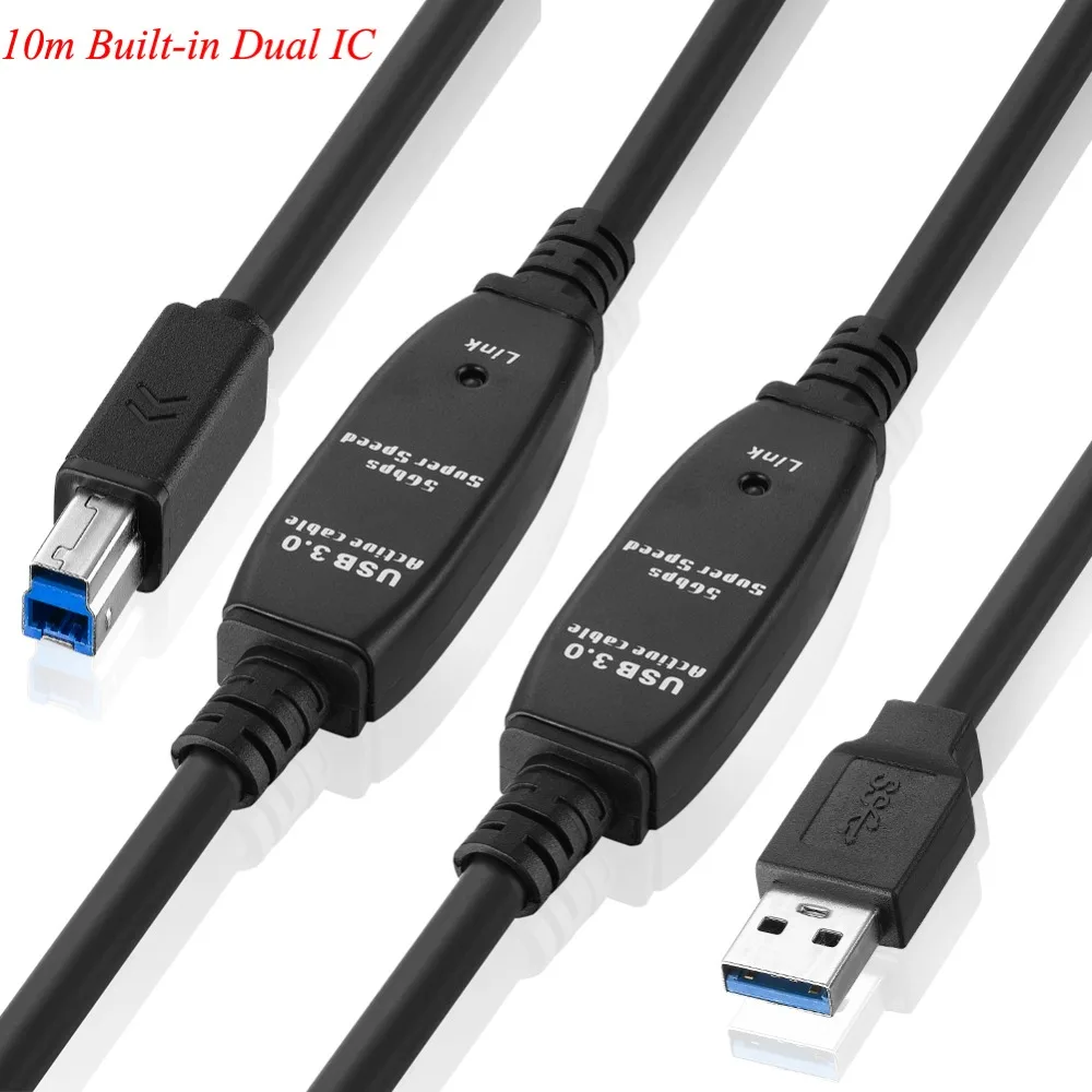 Bochara USB 3.0 kabel do drukarki wbudowany Chipset IC USB 3.0 typ A męski na USB 3.0 typ B męski OD7mm folia + pleciony ekranowany 5m 10m