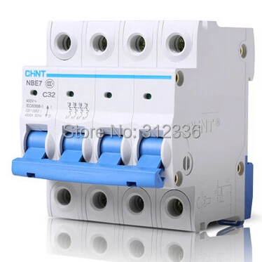 

Free Shipping Two years Warranty C32 4P 32A 4 pole House use C type small air switch unipolar Electric shock protection