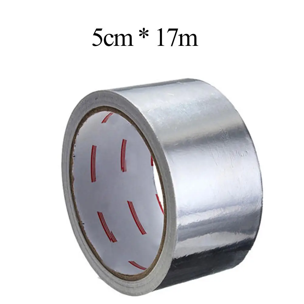 1 rollo de cinta adhesiva de papel de aluminio, cinta de sellado resistente a altas temperaturas, cinta adhesiva de reparación de tuberías resistente al calor, 5CM * 17M