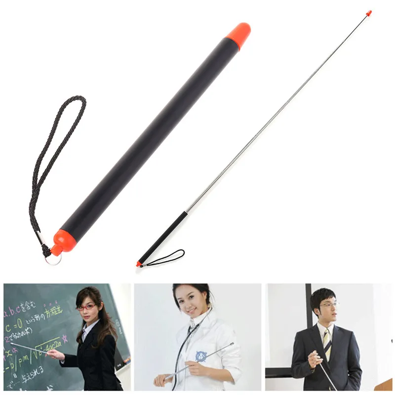 Telescoping Teacher Pointer Pole Stick Stainless Steel Extending Retractable Whiteboard Hand Teaching Supply #326