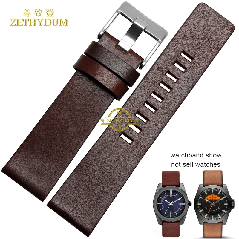 Genuine Lea-ther watchband Wrist watch bracelet strap Brown 22 24 26 28 30mm wristwatches band for Diesel DZ7313|DZ7322|DZ7257