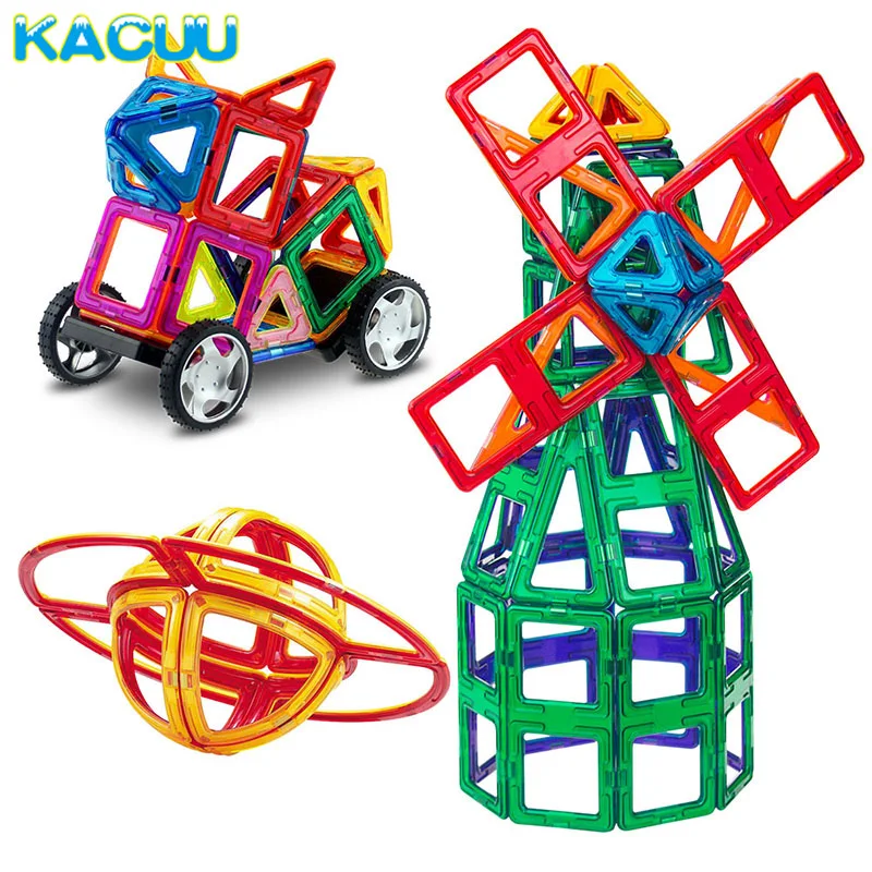 BIG SIZE 158PCS Magnetic Blocks Magnetic Designer Construction 3D Model Magnetic Blocks Educational Toys For Children