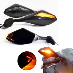 Evomosa Motorcycle LED Turn Signals Mirror Lights Rearview Mirrors for Kawasaki Ninja 250 500 Zx 6r 10r 12r Zx-14 Zx-rr Zx600