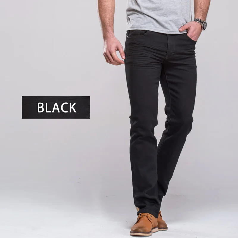 LGRG-pantalones vaqueros clásicos para hombre, Jeans elásticos de Ajuste Recto, informales, azules y negros, pantalones largos elásticos