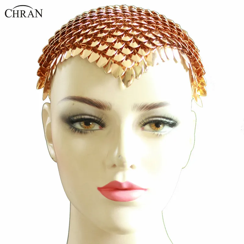 

Chran Festival Carnival Gold Scale Head Chain Handmade Mask Face Chain Halloween Body Chain