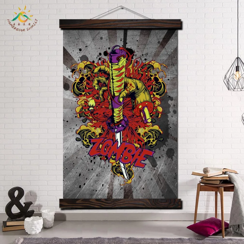 

Japan Style Sword Vintage Posters and Prints Scroll Painting Canvas Art Modern Wall Pictures Frame Painting Home Decoration