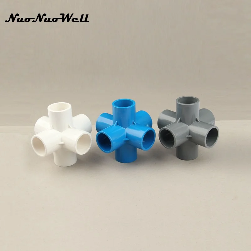 5pcs NuoNuoWell Plastic PVC 20mm Pipe Three-dimensional 6 Way Joint Connector for Garden Irrigation Tube Adapter DIY Tools