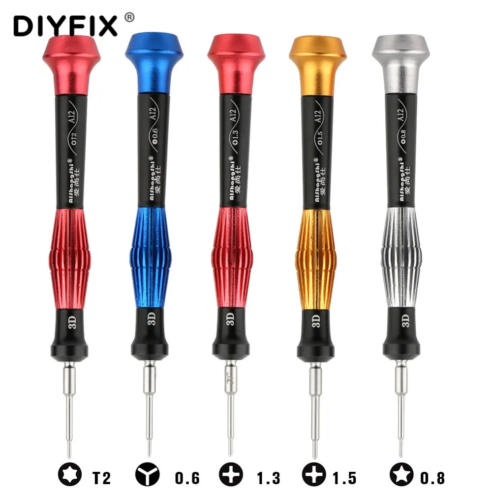 DIYFIX 3D Precision Screwdriver Y0.6 P2 0.8 Pentalobe 1.5 Cross 2.5 Phillips T2 Torx for iPhone Samsung Phone PC Repair Tools