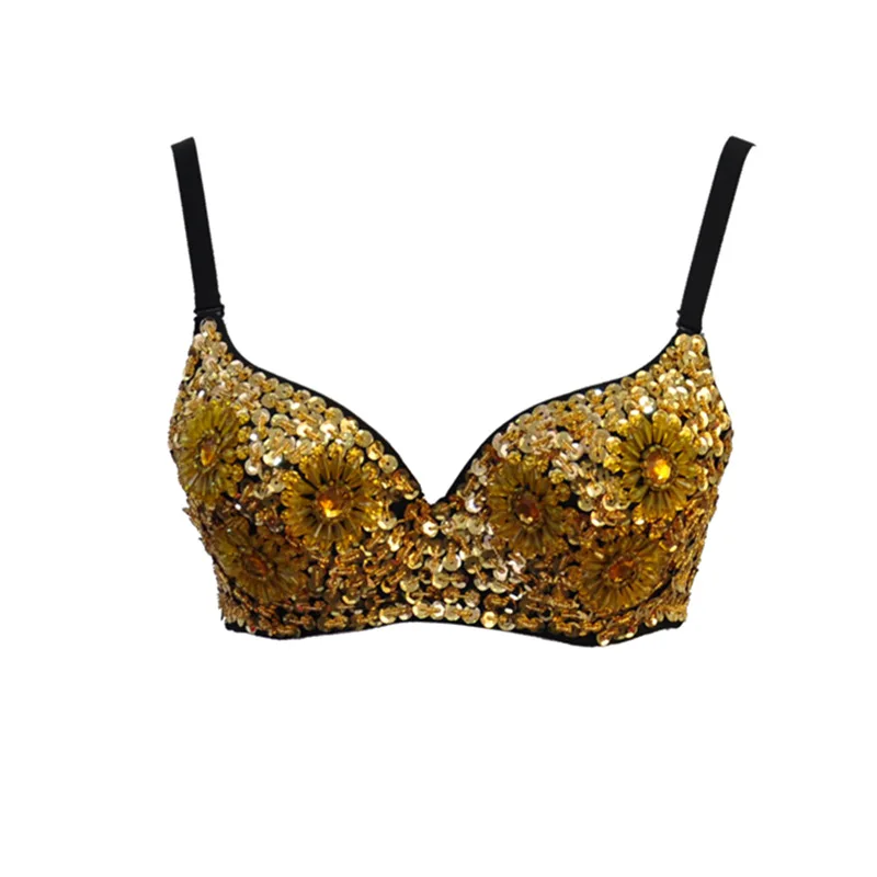 Hot selling New sexy Glod corset Golden sequins sexy bra Club queen costumes Punk Bra Set Gothic Hot Bustier Corsets