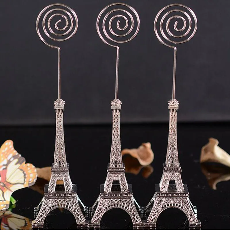 80pcs/lot Paris Eiffel Tower Table Card Holder Metal Seat Clamp Memo Message Holder Wedding Birthday Party Decor Gifts ZA3700