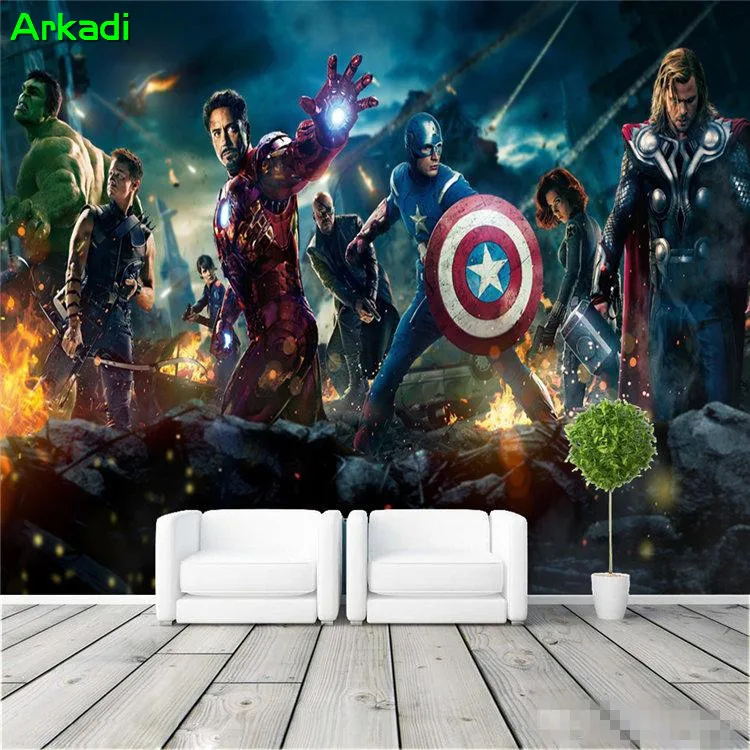 Children\'s Room Bedroom Wallpaper Modern Living Room TV Background Bar Mural Avenger League Anime Character Any Size