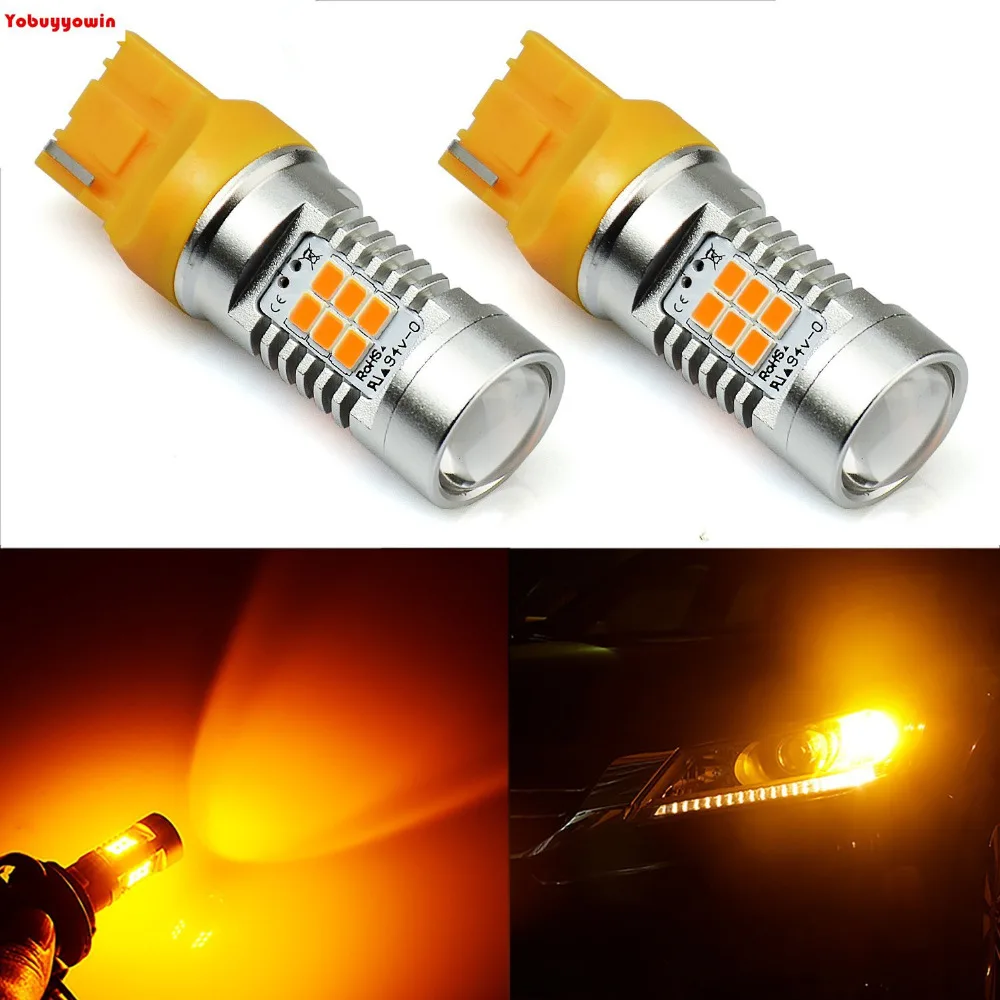 

2*Canbus 21W No Resistor Need Amber Yellow 21smd LED 7440 T20 LED Bulbs For Front or Rear Turn Signal Lights (No Hyper Flash)