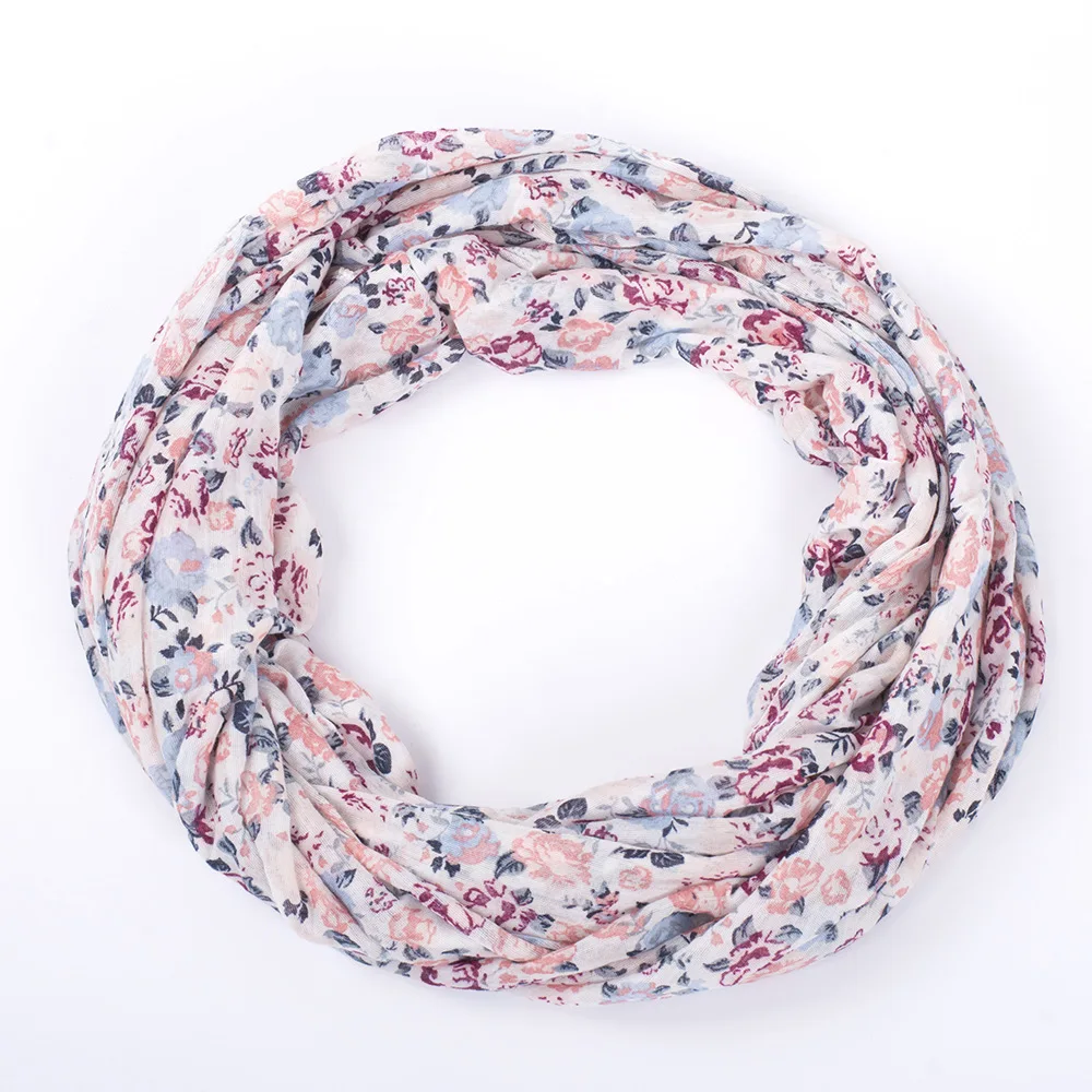 2019 spring New Fashion women Pink flower Ring Scarf Infinity Loop Neckerchief Echarpe Foulard snood O scarves Size 160*50cm