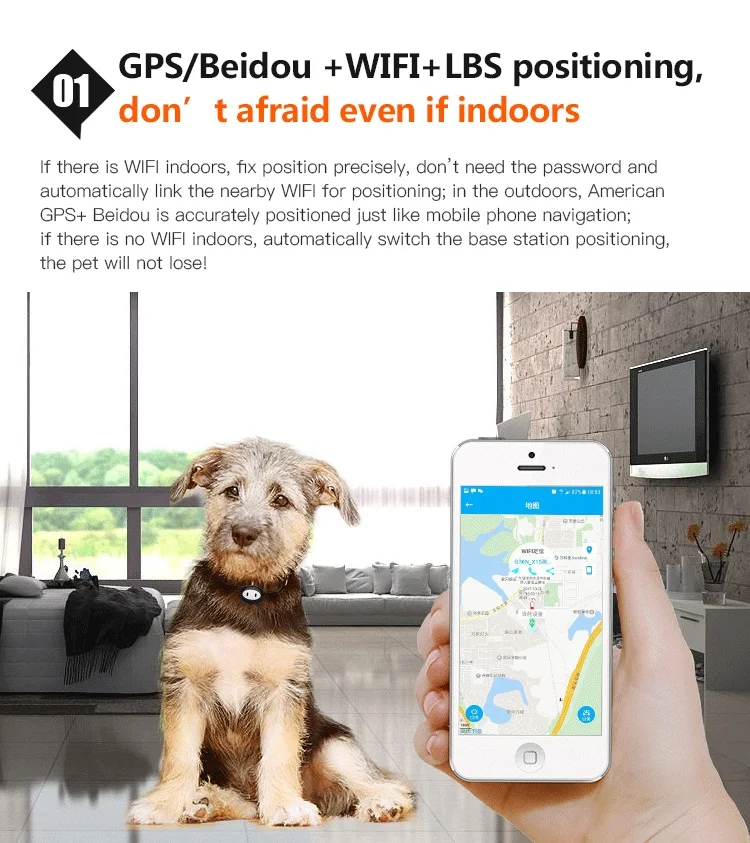 Free shipping super mini long standby time dog cat Pet personal gps tracker /IOS /Andriod App free website service Waterproof