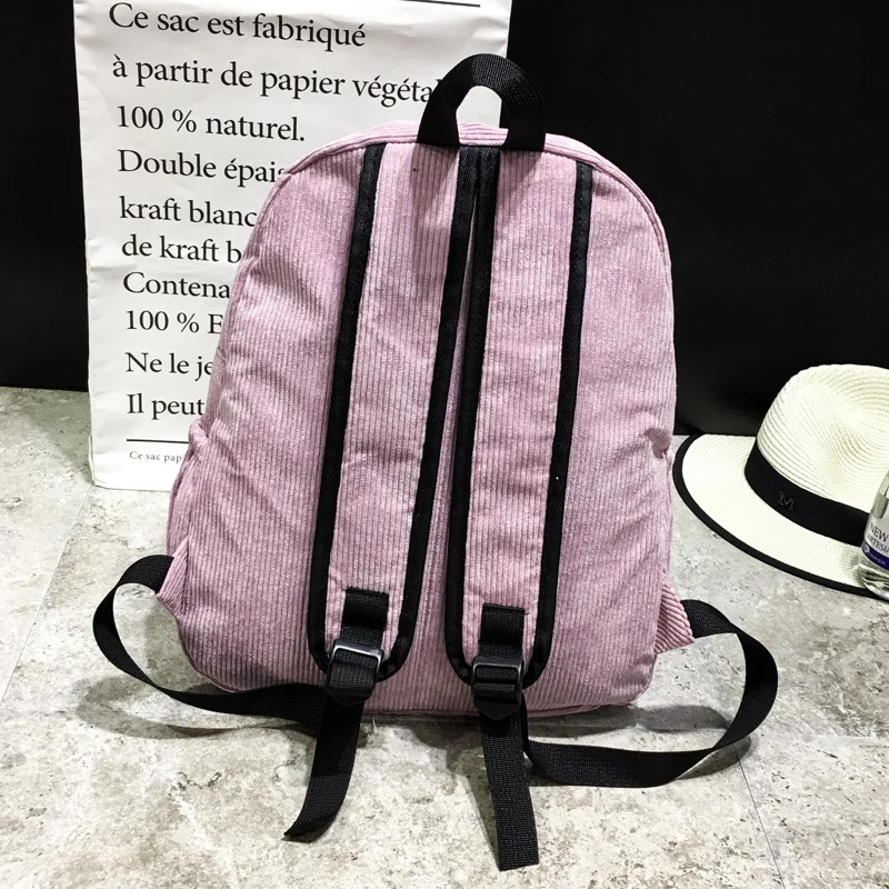 wenjie brother new arrival Autumn and winter corduroy backpack female college backpack bag  student backpack women backpack