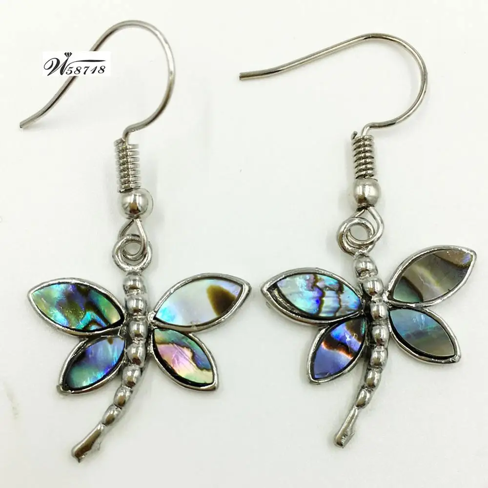 Fashion Jewelry  New Zealand Abalone Shell Oval Women Bead Dangle Earrings Pair C7622