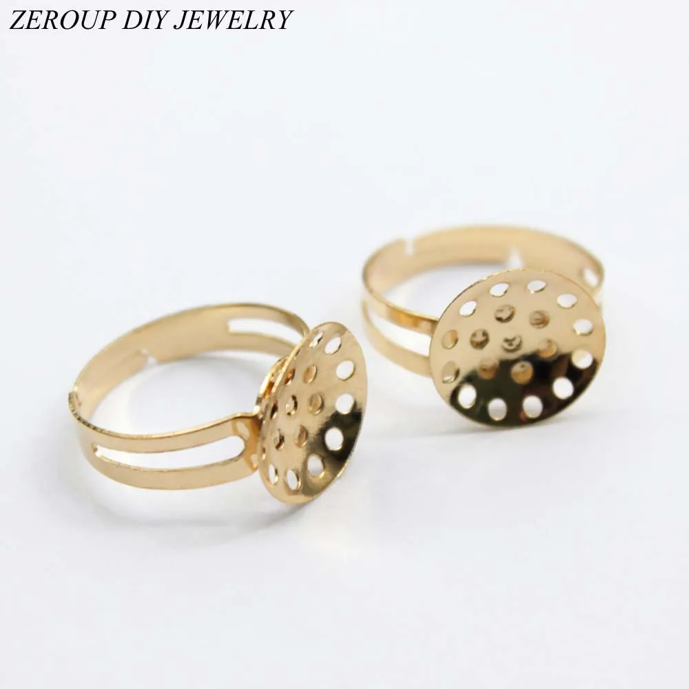 

ZEROUP 10 шт. подходят для 15-20 мм шариковая основа, позолоченное кольцо, регулируемые заготовки для камеи, принадлежности для ювелирных изделий J-012