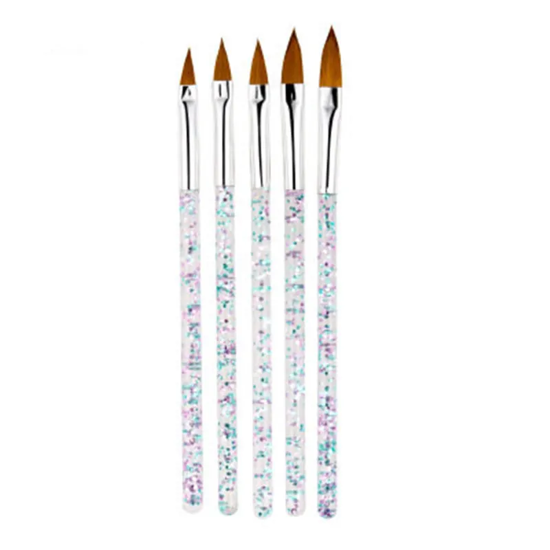 Kolinsky – pinceau pour Nail Art, cristal acrylique, doublure fine, stylo à dessin, peinture sur gel UV, rayures, fleur, outils de manucure, 3 pièces/5 pièces