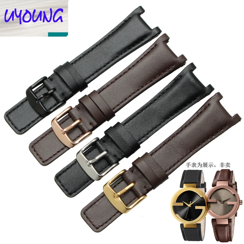 UYOUNG 2019 New genuine Leather watchband substitute YA133205 YA133206 series watch with 20mm x 12MM Black Brown strap for men