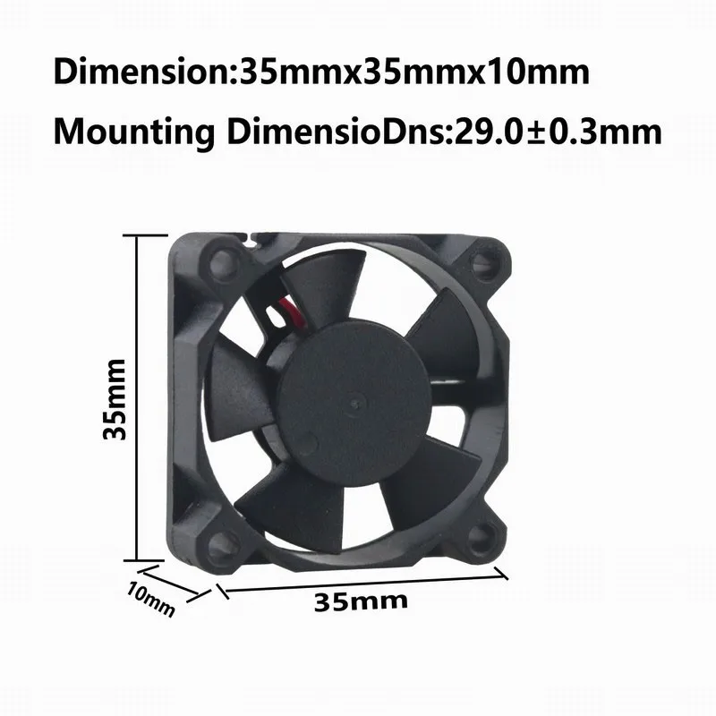 Gdstime 10 pieces  3.5CM 3510 35mm DC 5V 0.2A 2-pin small micro axial cooling fan 35mm X 10mm