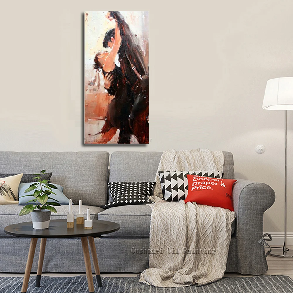 Hand Painted Oil Painting Knife Dancer Painting Modern Tango Figure Wall Painting Impression Picture On Canvas Art