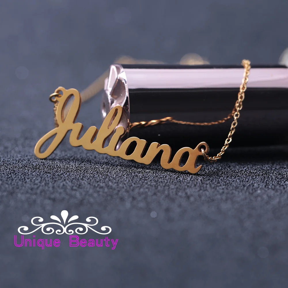 

Custom Name Necklace Rose Gold Color Personalized Nameplate 925 Solid Silver Necklace Mother's Day Gift