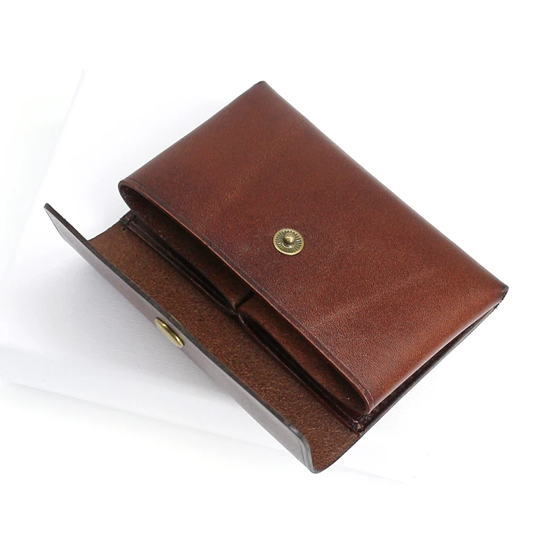 Credit Card Wallets Genuine Leather Luxury Vintage ID Bus Business Card Case Retro Mini Coin Purses Cowhide Small Money Bag