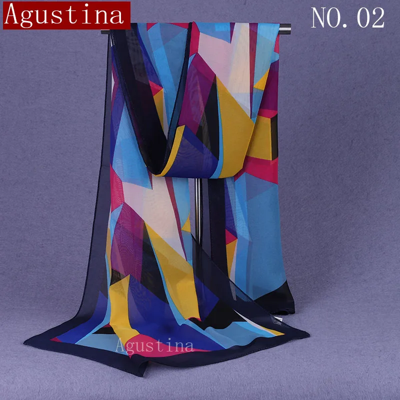 chiffon geometry Multicolor print scarf designer luxury brand fashion spring ponchos ladies Hijab head woman stoles and wrap